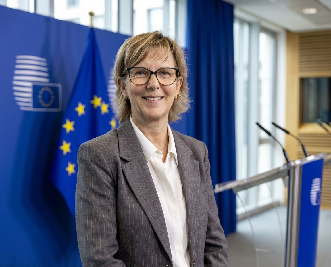 Maria Luis Albuquerque in a professional EU political setting.