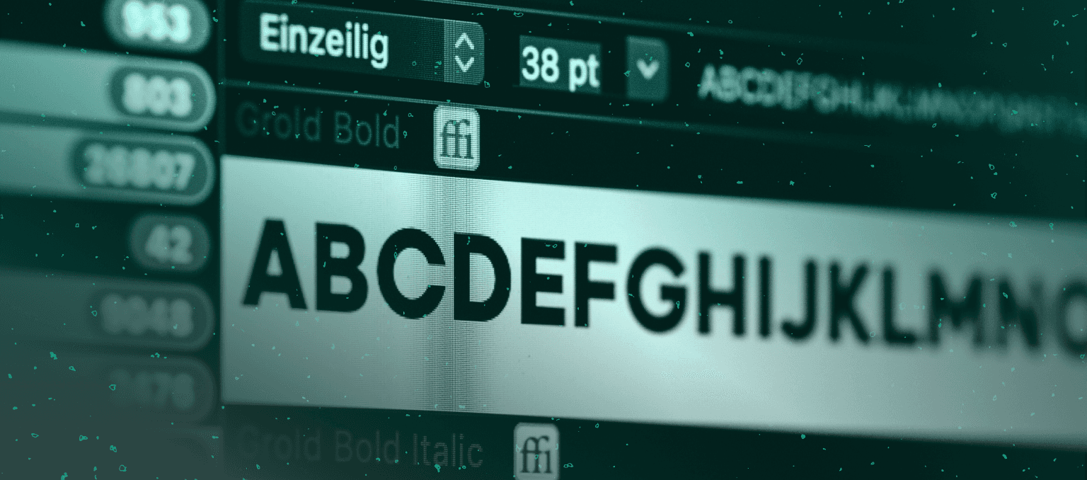 Close-up of a typography interface showing font selection, size settings, and bold text preview, illustrating font styling and rendering considerations in email design.