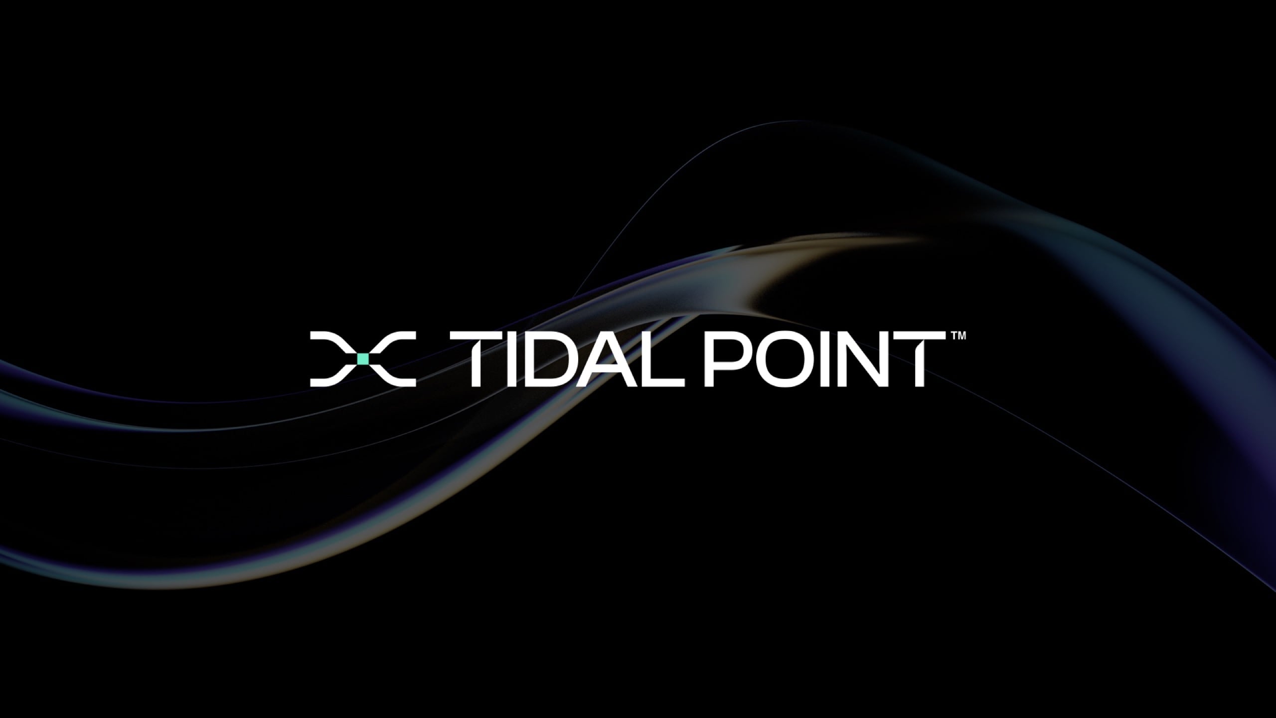 Tidal Point Logo - reverse version shown on abstract background