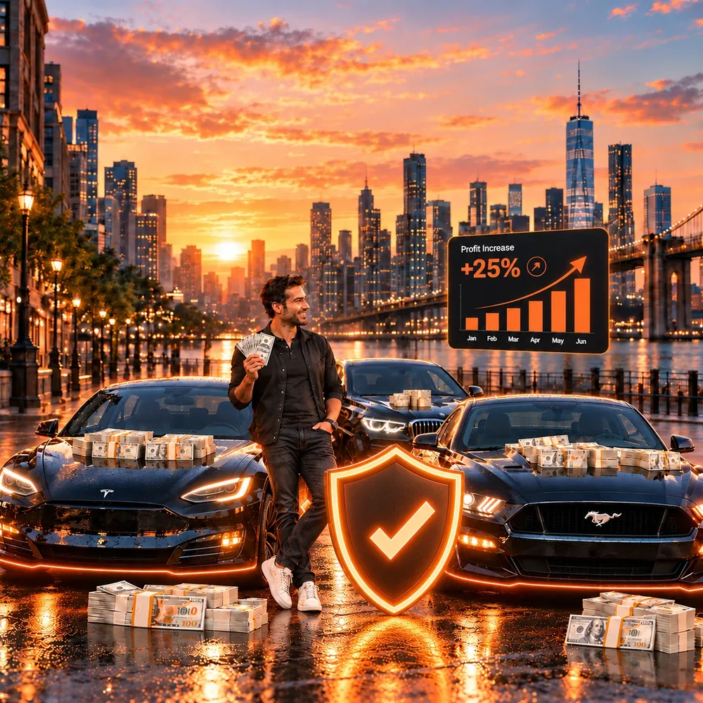 Host with his cars, cash in hand, profit up 25%