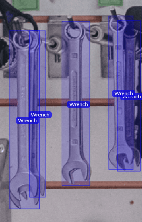 Wrenches annotated with boundng boxes