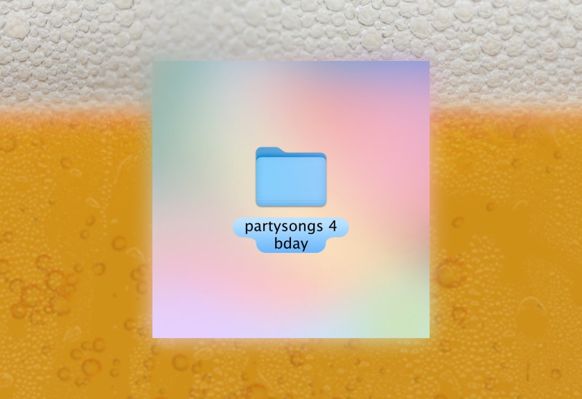 Aesthetic party playlist birthday invitation with a beer background and a pastel folder icon