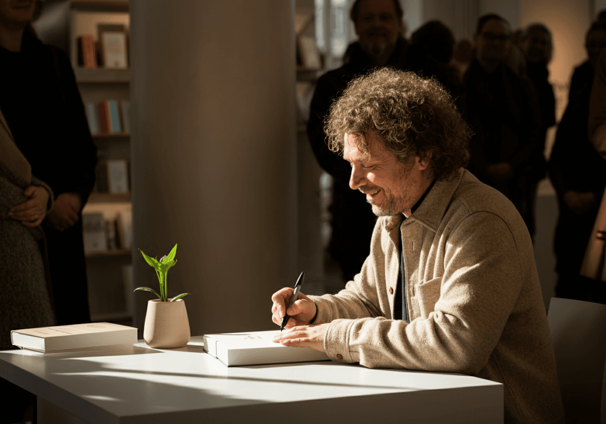 a man wearing a headset sitting in front of a computer