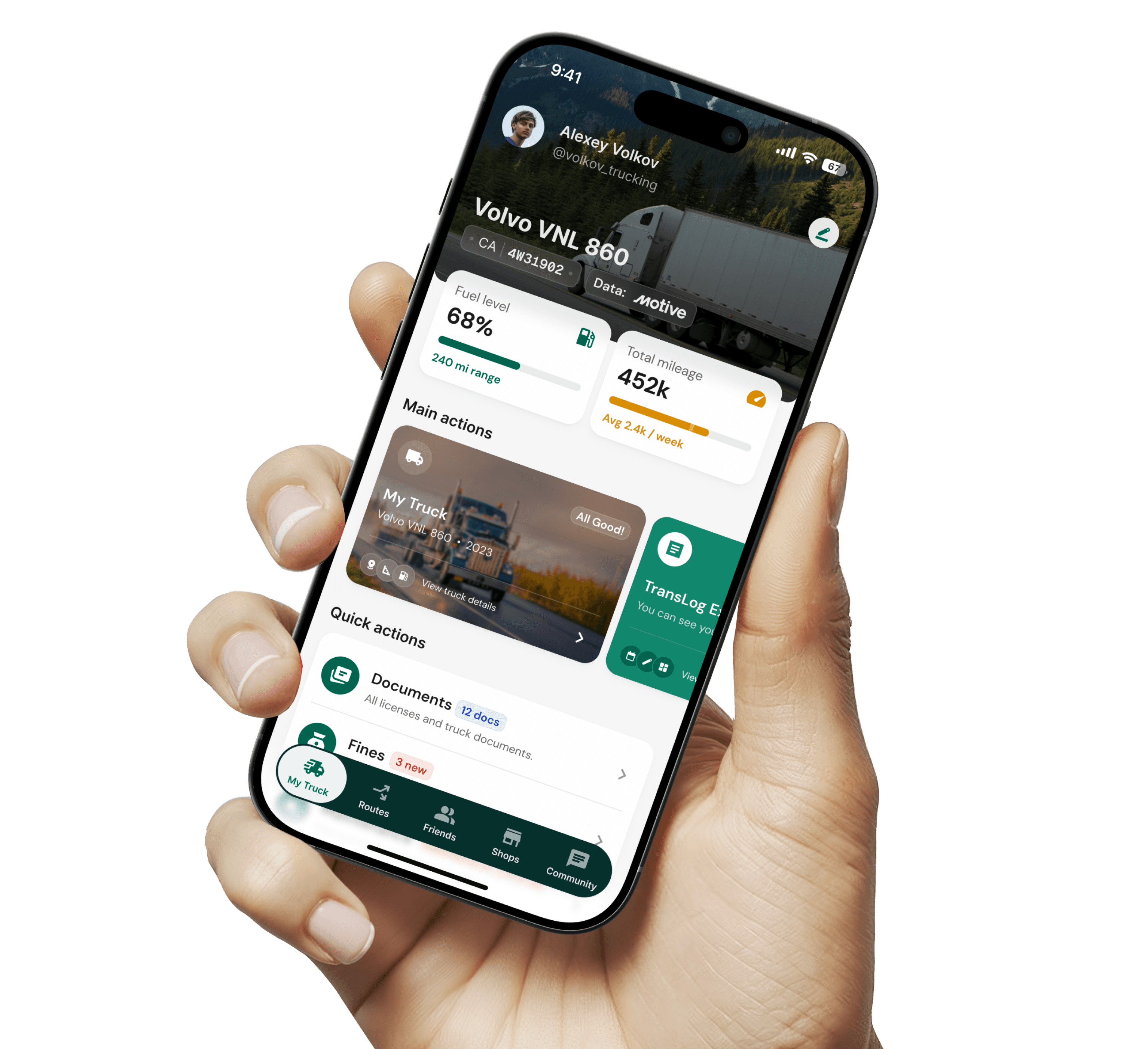 Milebit main screen on hand iphone
