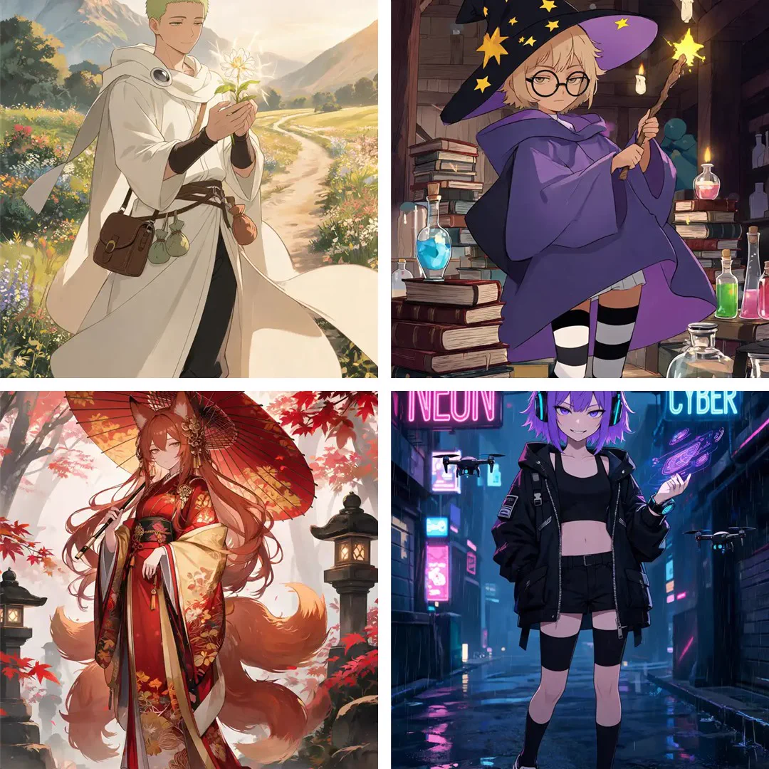 combination of anime pics generated by APOB AI