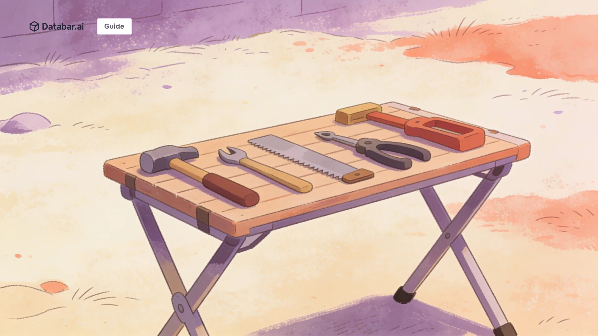 Illustration of a portable folding workbench set up on open ground with its tools laid out — How to Build a Freelance GTM Engineering Practice (A Practical Guide)