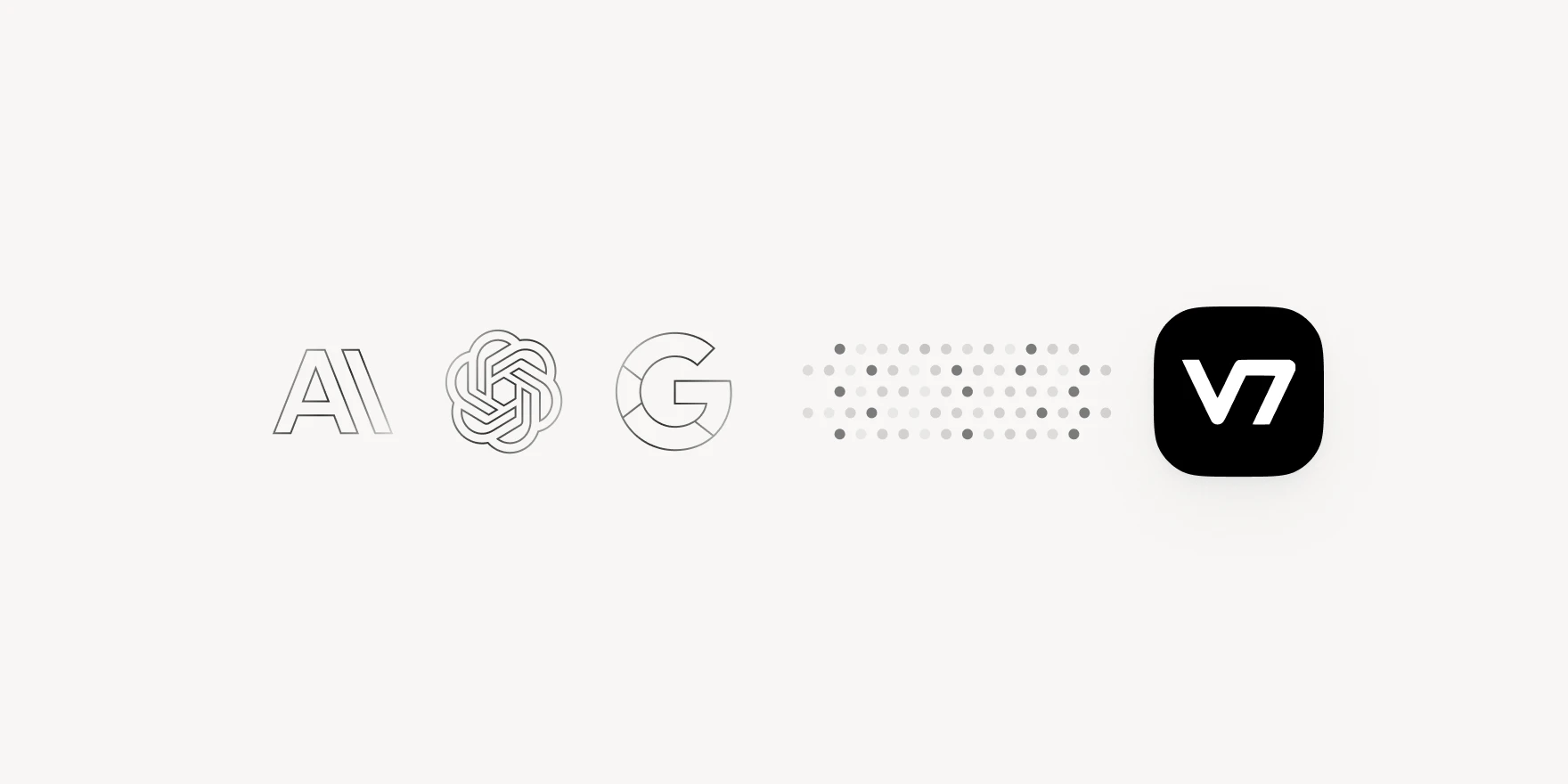 Logos of Anthropic, Open AI, Google and V7