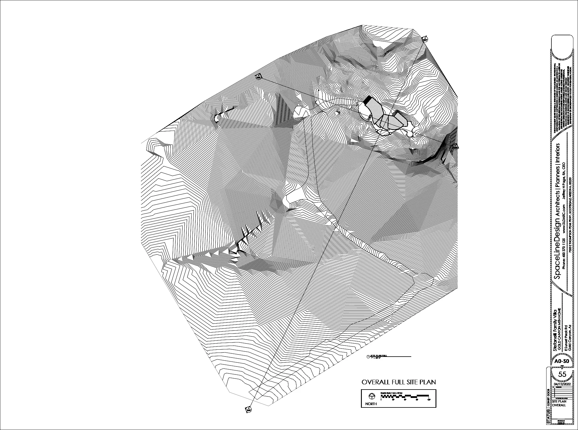 Topographic site plan by SpaceLineDesign, Scottsdale Architect, Desert Modern Design.