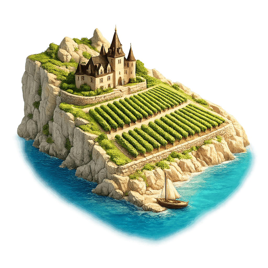 Artistic illustration of the Neuchâtel wine region.