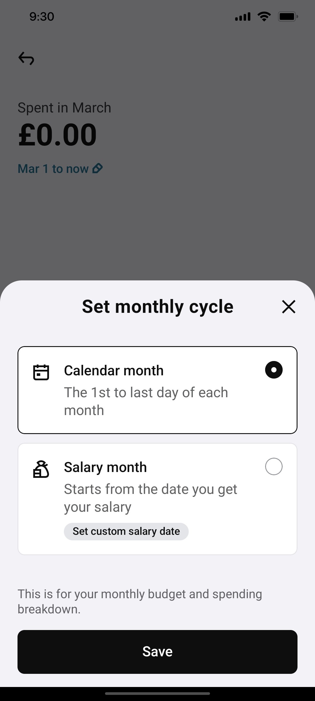 Klarna Save page Screen