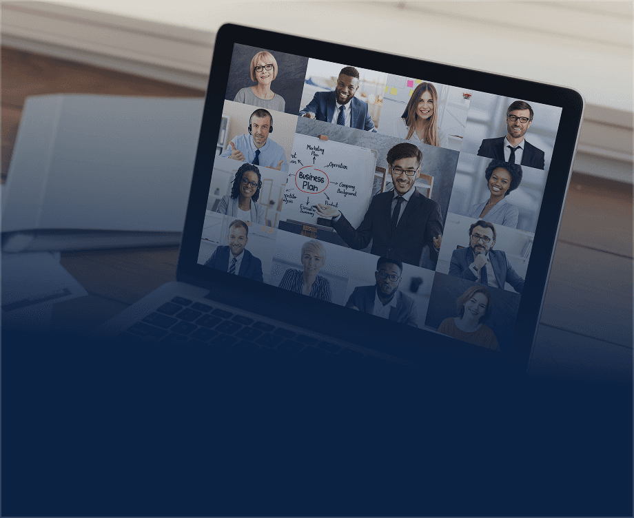 Image with people on virtual, online meeting