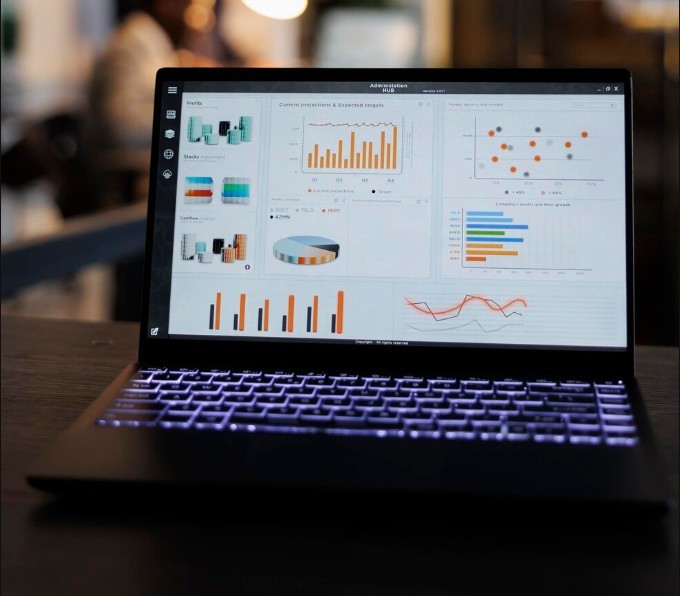 Laptopo with marketing analytics displayed