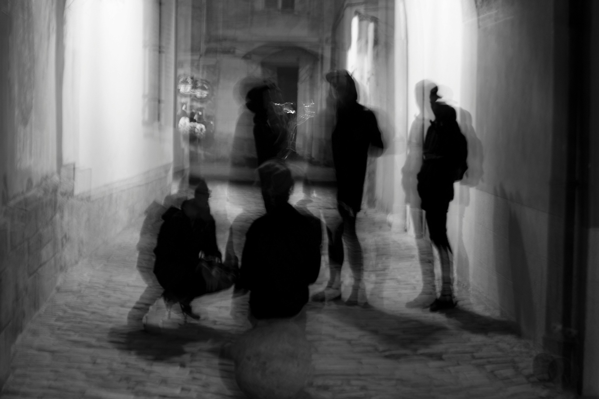 Group blurred silhouette