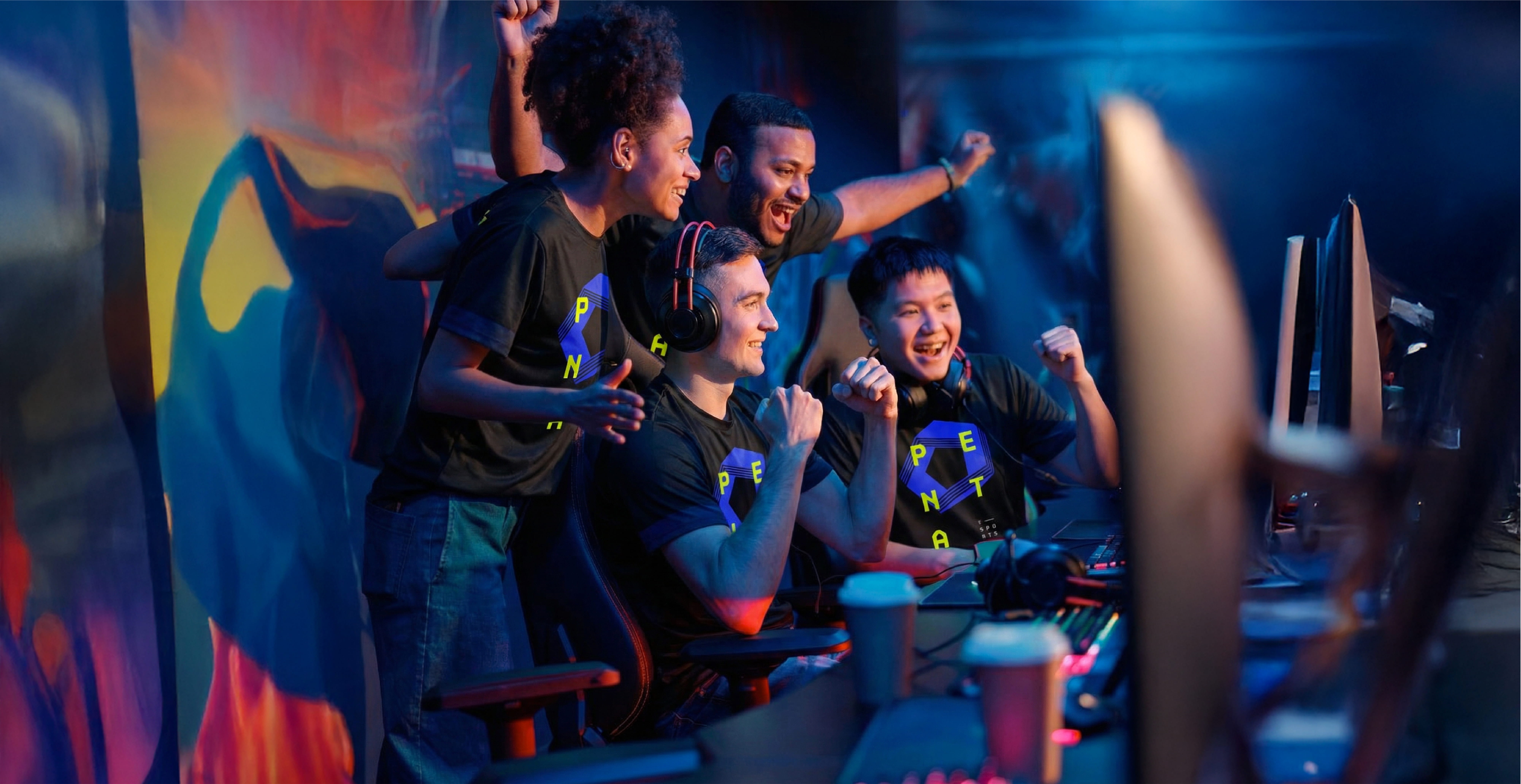 Penta Esports brand logo designed by BMEG, featuring a modern "P" integrated with the number 5 and a circular radar device symbolizing gamer focus, set against a high-tech gaming aesthetic.