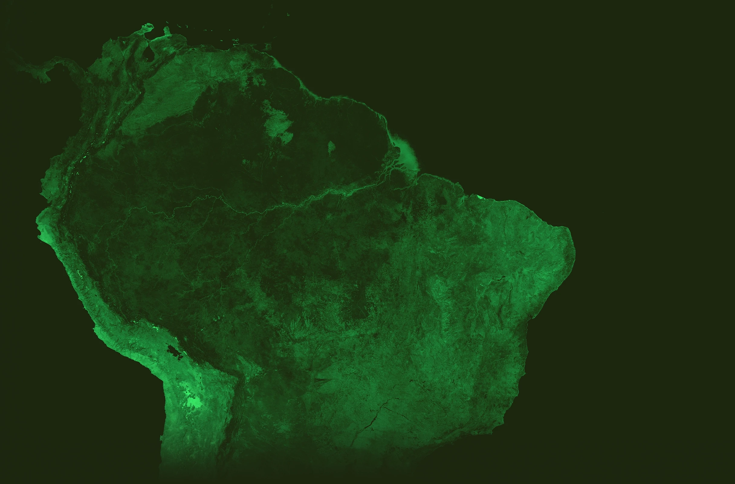 Topographical map of South America