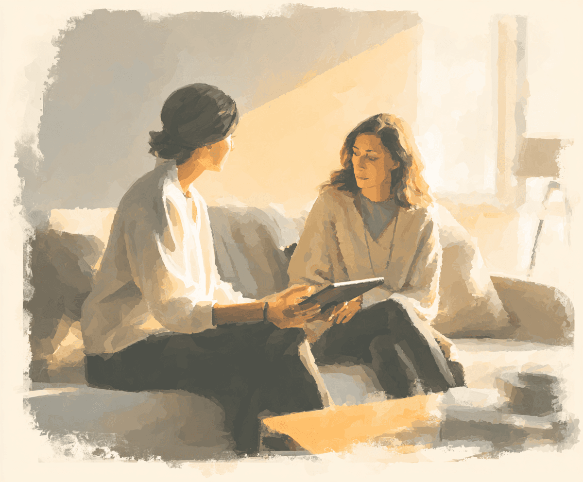 Coach explaining stuff to an athlete