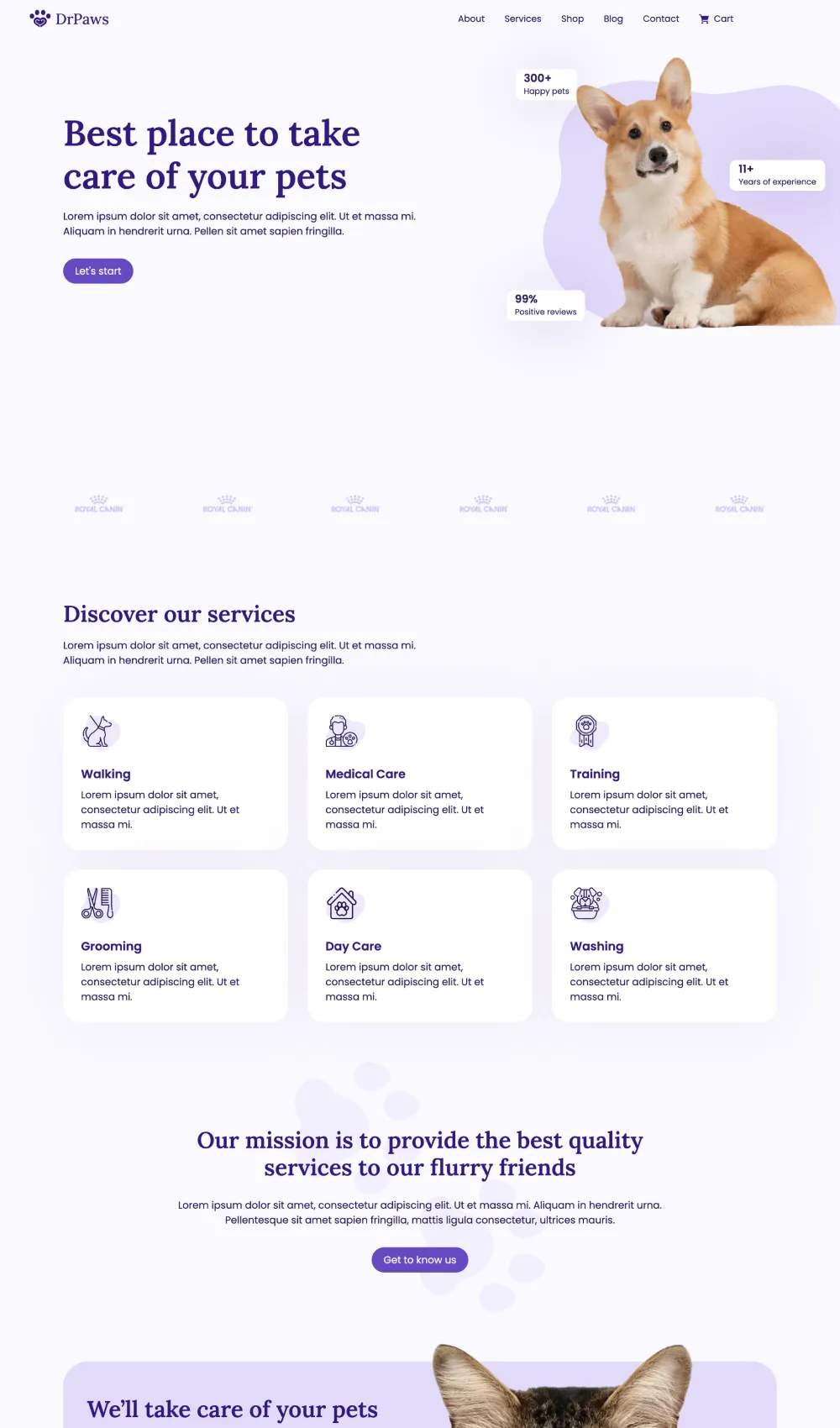 Pet Care Website Design