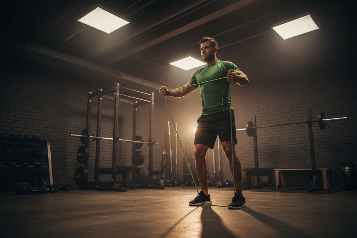 Person warming up with resistance bands