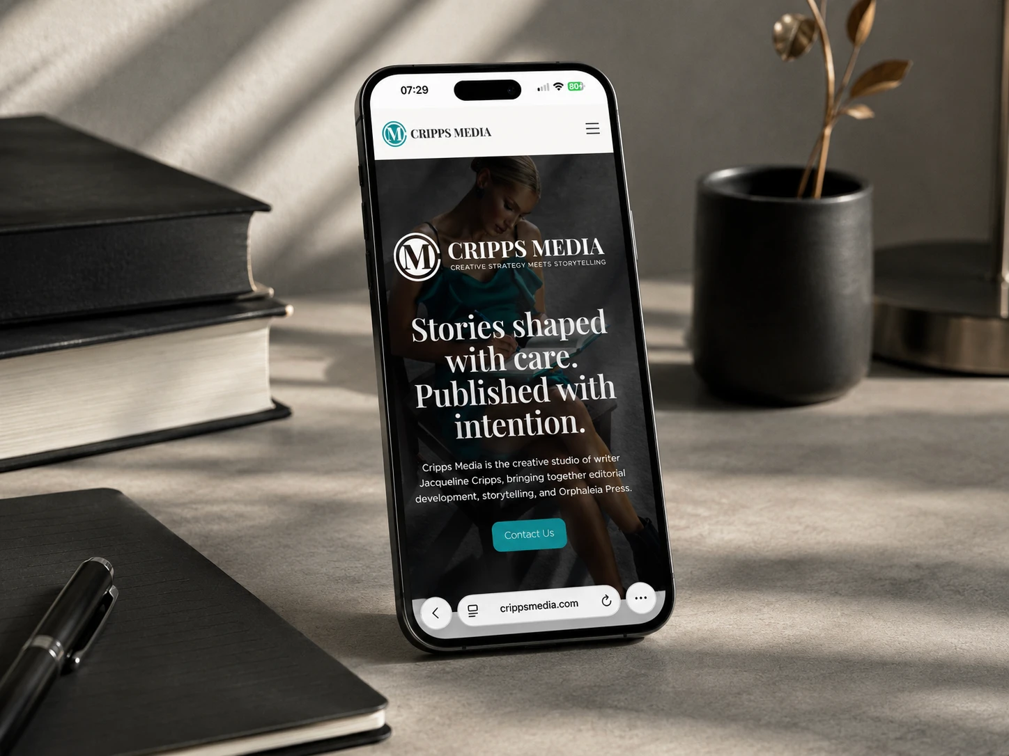 Cripps Media website on a smartphone.
