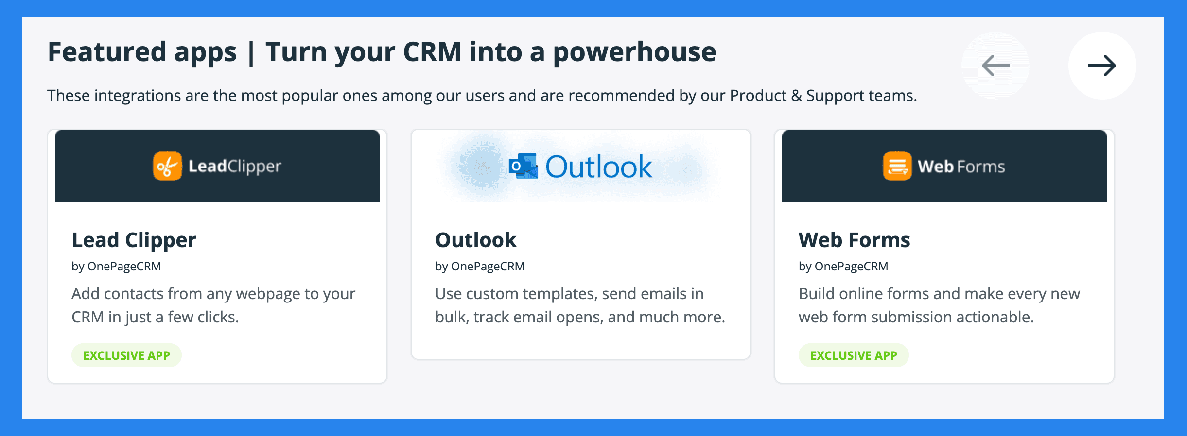 OnePageCRM's Free Add-ons