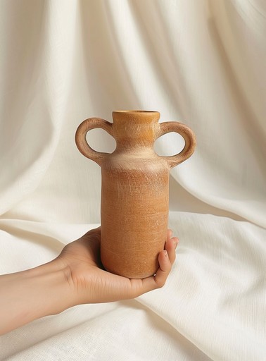 A jar in hand.
