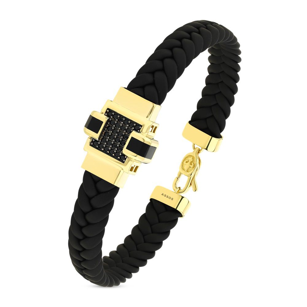 Assos Pırlanta 14 Ayar Altın Örgü Kordonlu Şık Erkek Bileklik