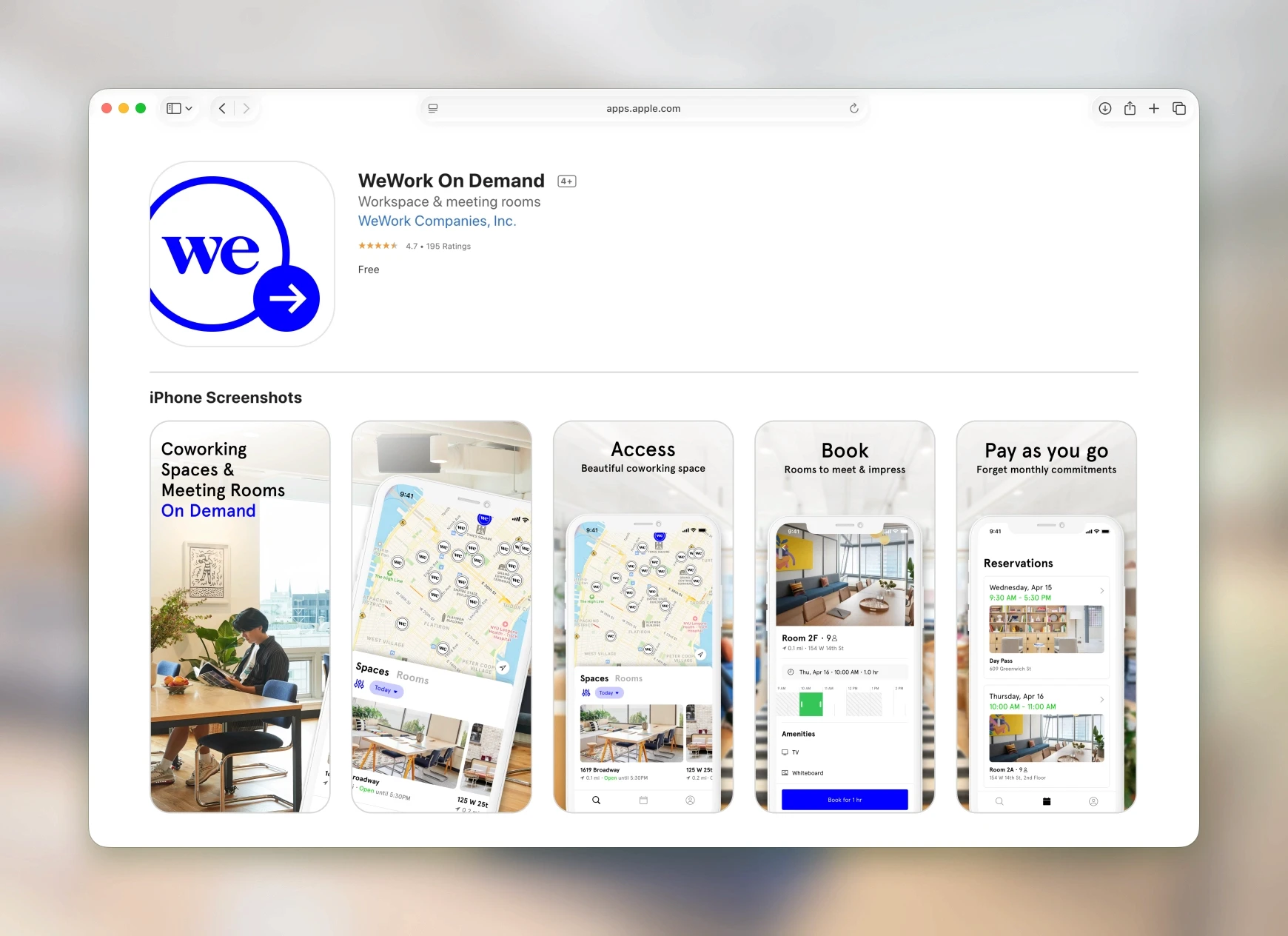 WeWork app redesign