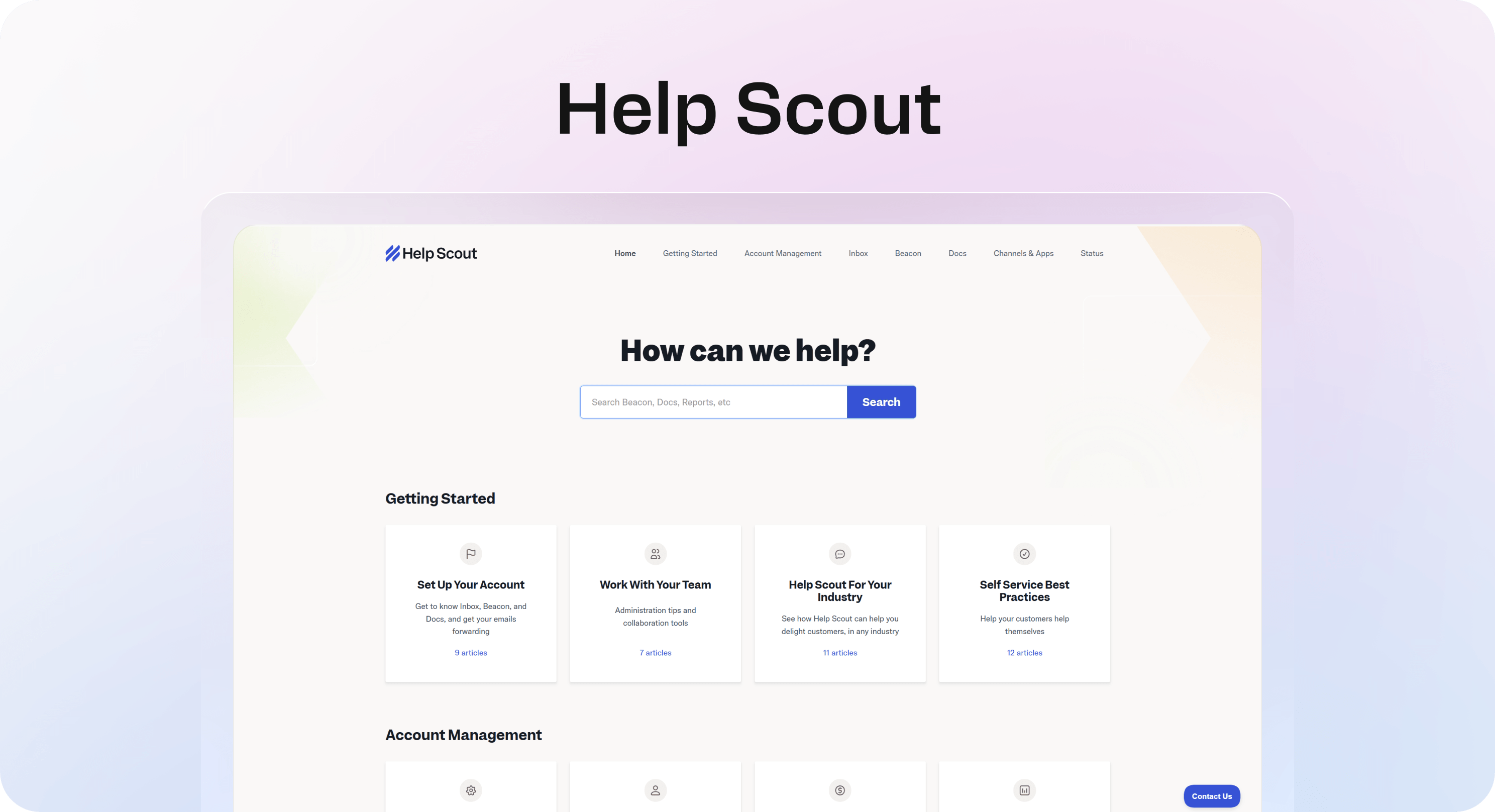 Help Scout docs homepage example