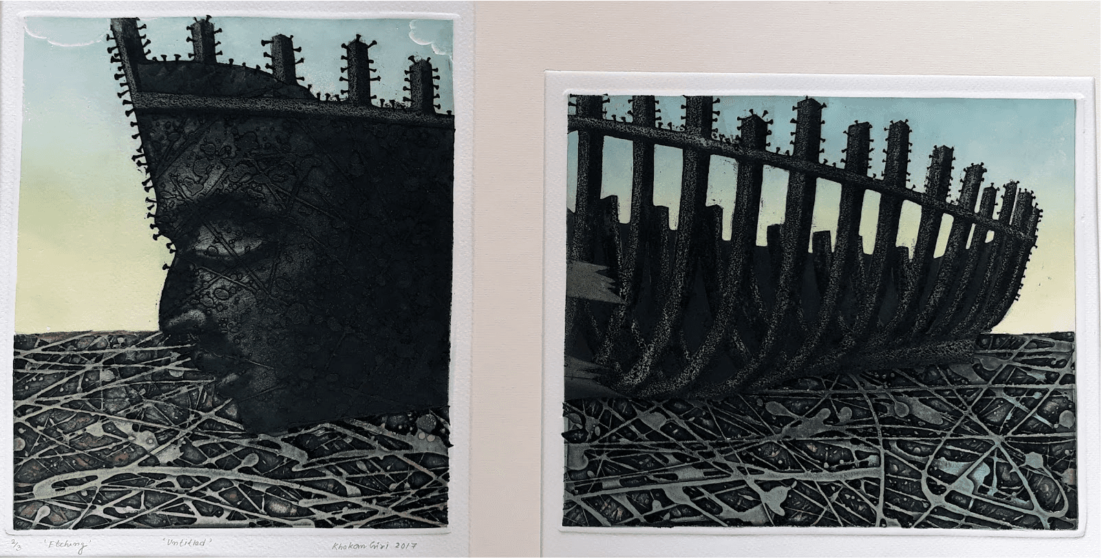 herd of sheep on road painting