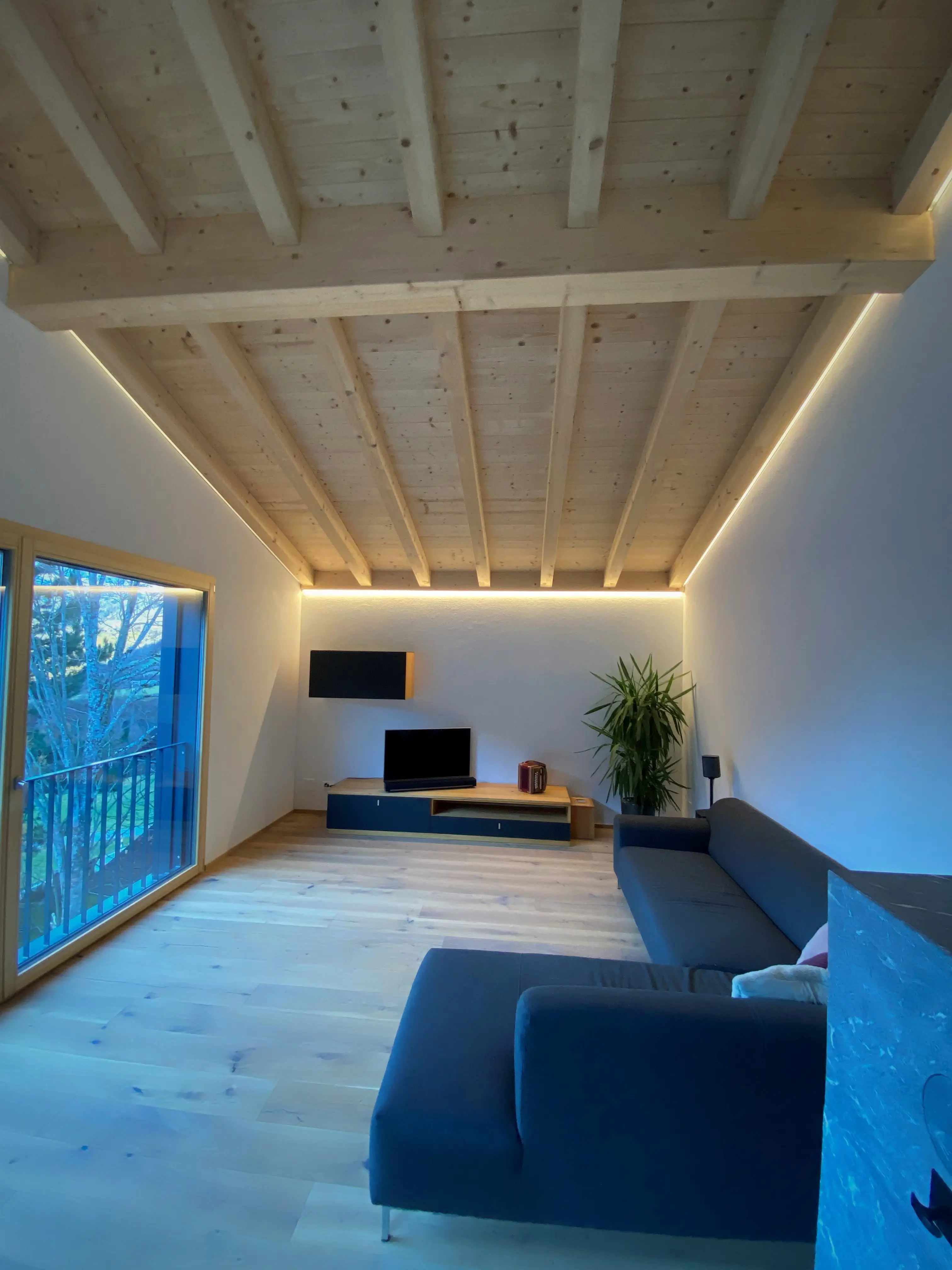 Wohnzimmer Neubau Einfamilienhaus in Fajauna Graubünden - Niggli Architektur Grüsch