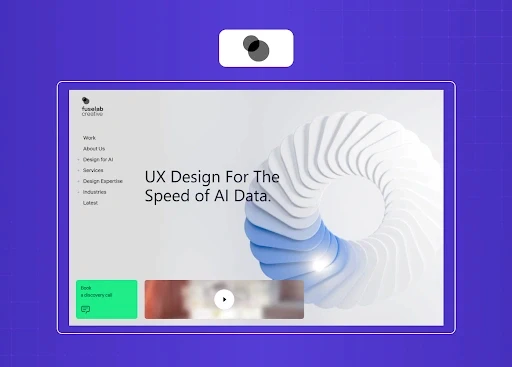AI and enterprise UX design agency homepage showcasing digital product innovation and human-centered design.