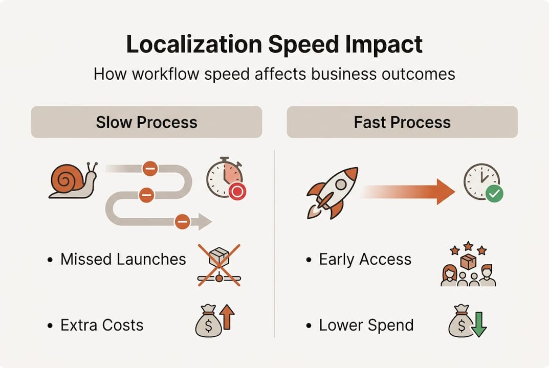 Infographic comparing slow and fast localization