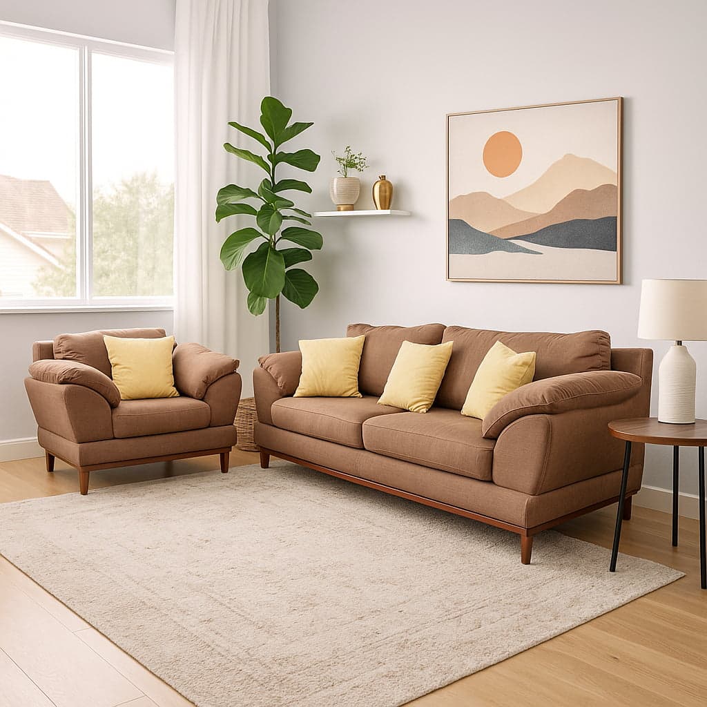 brown leather 2-seat sofa