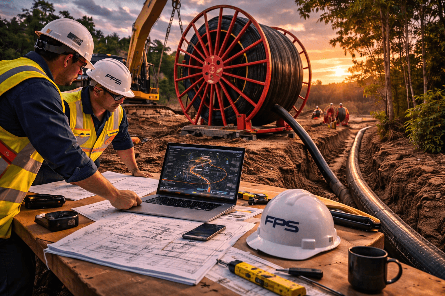 Pipeline engineering consultation reviewing reinforced thermoplastic pipe system design