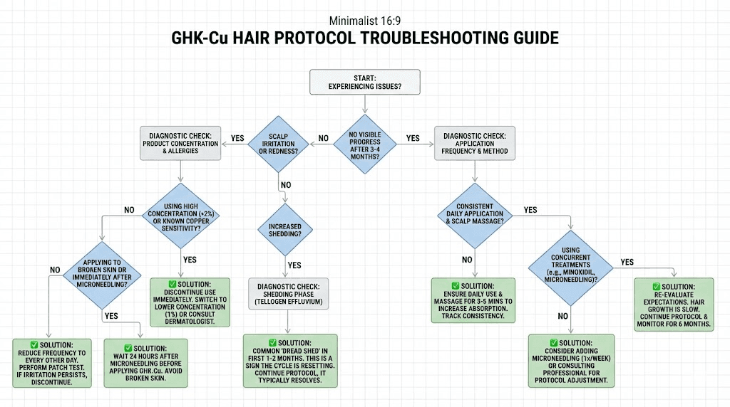 GHK-Cu hair growth protocol troubleshooting flowchart