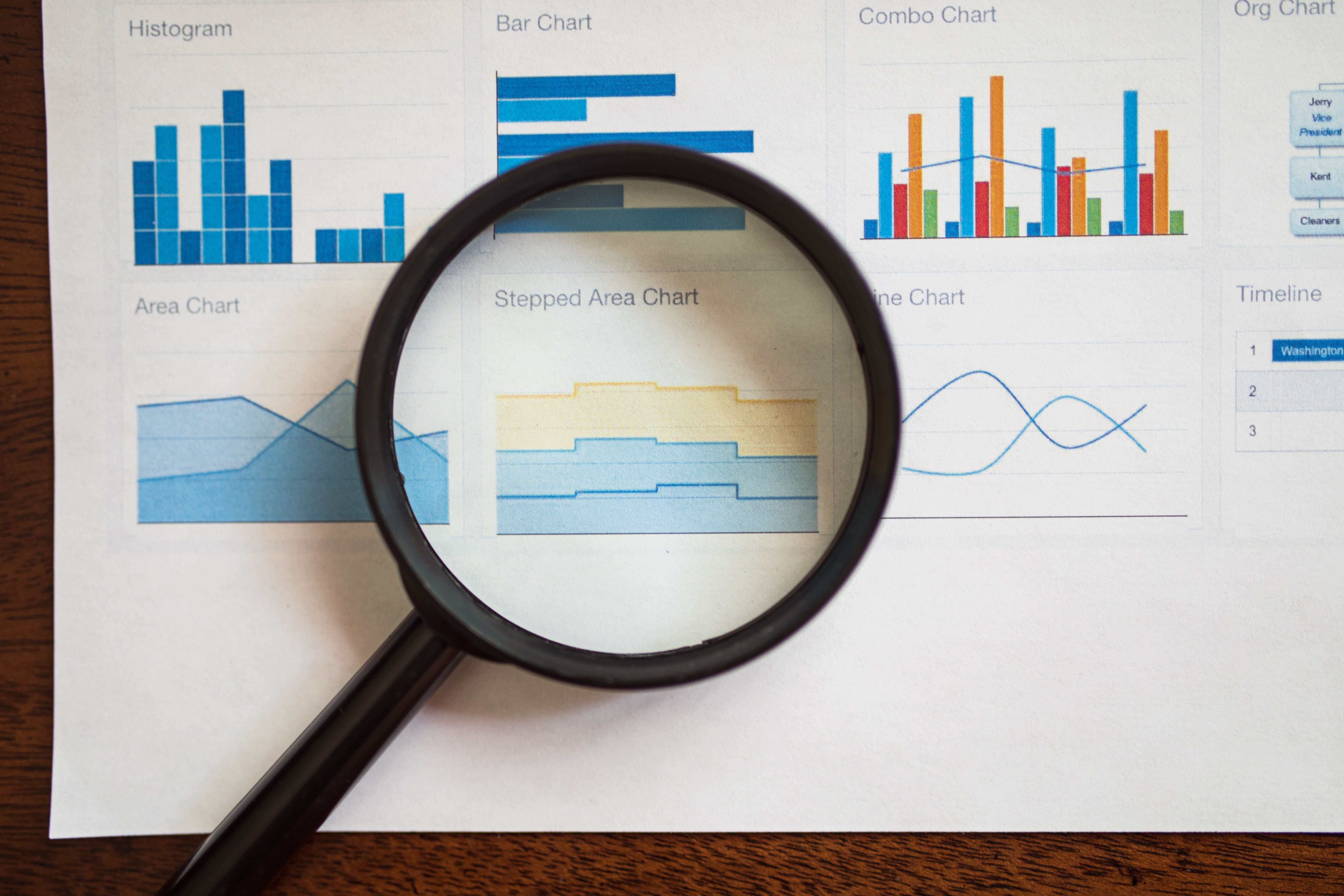 a-magnifying-glass-focuses-on-various-business-charts-and-graphs-on-paper. - rdne-stock-project (pexels)