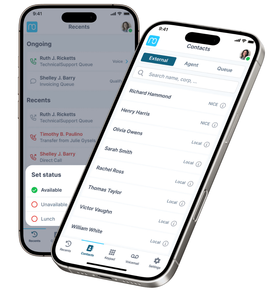 Mobile app for NiCE CXone screenshots