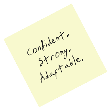 Motivational note with confident strong adaptable message