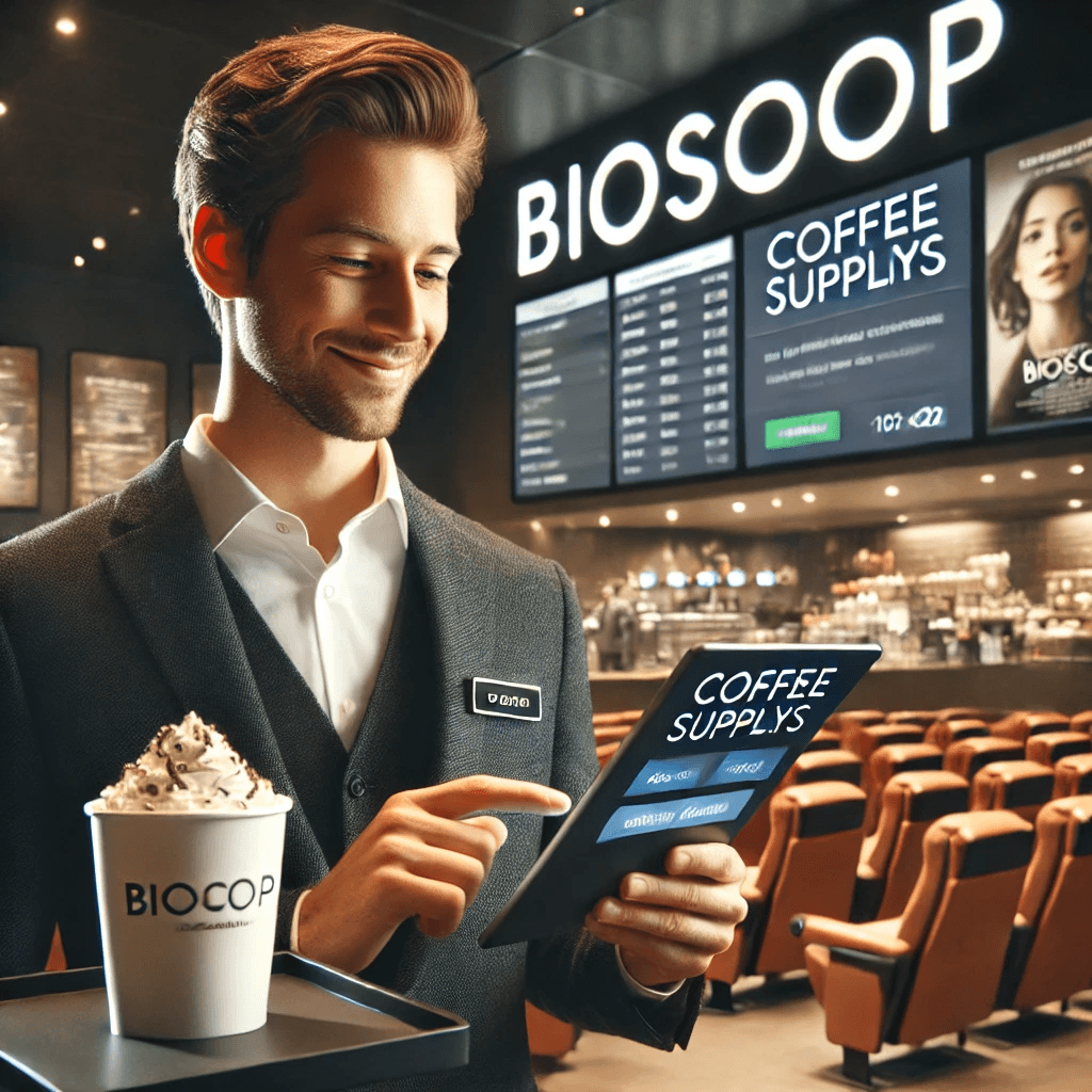 Man besteld op Ipad in Bioscoop.