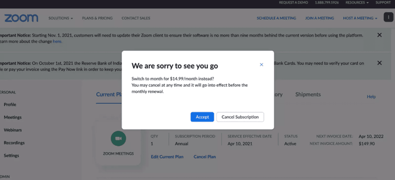 Zoom's Cancellation Flow