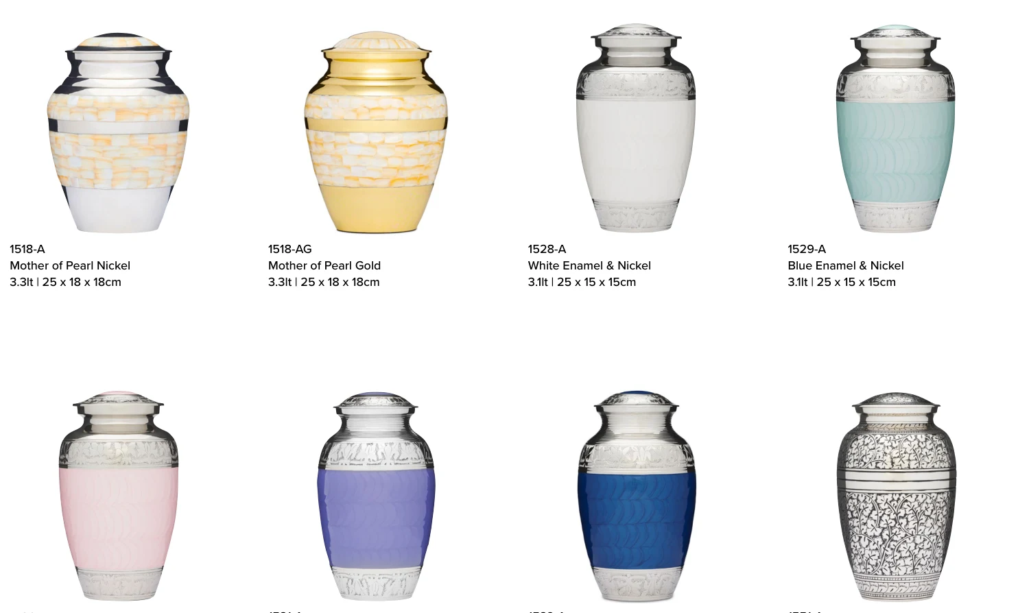 Enamel & Mother of Pearl Urns – original supplier products