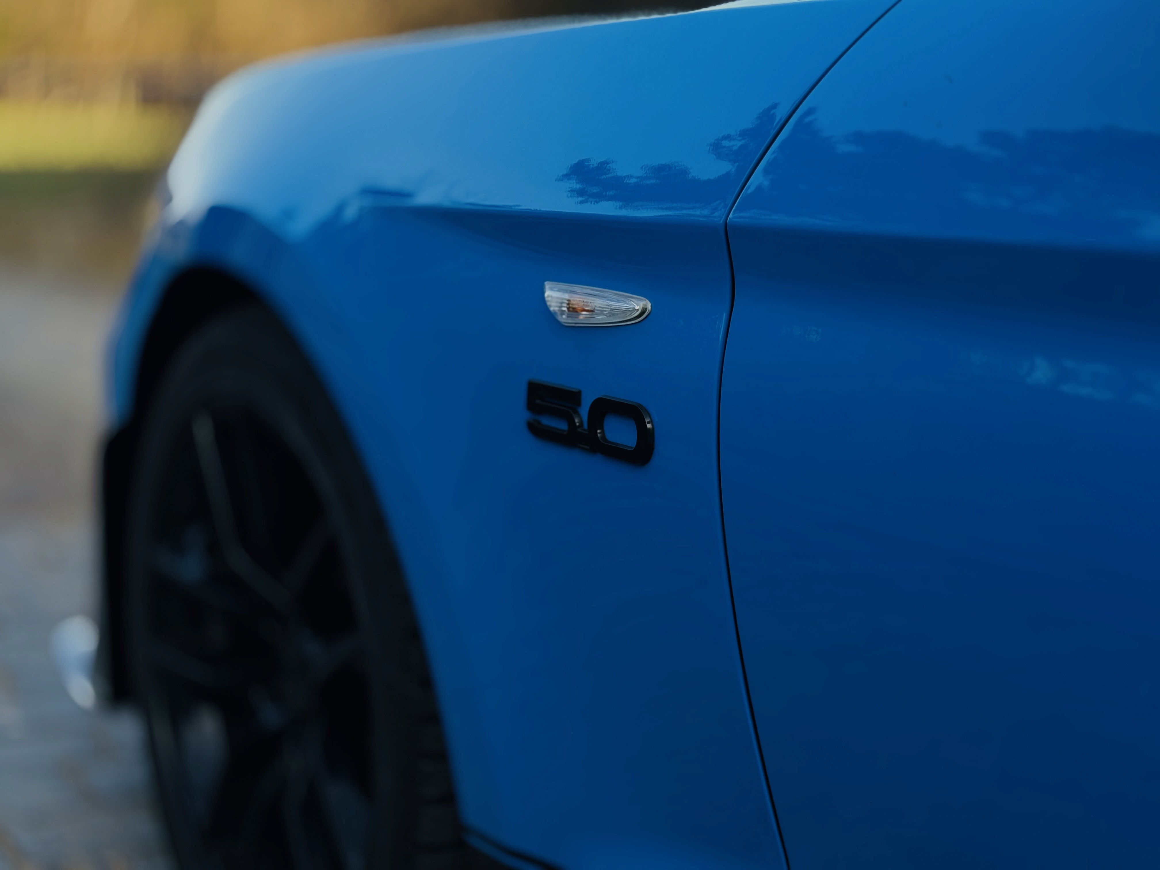 Ford Mustang in blau Profilansicht