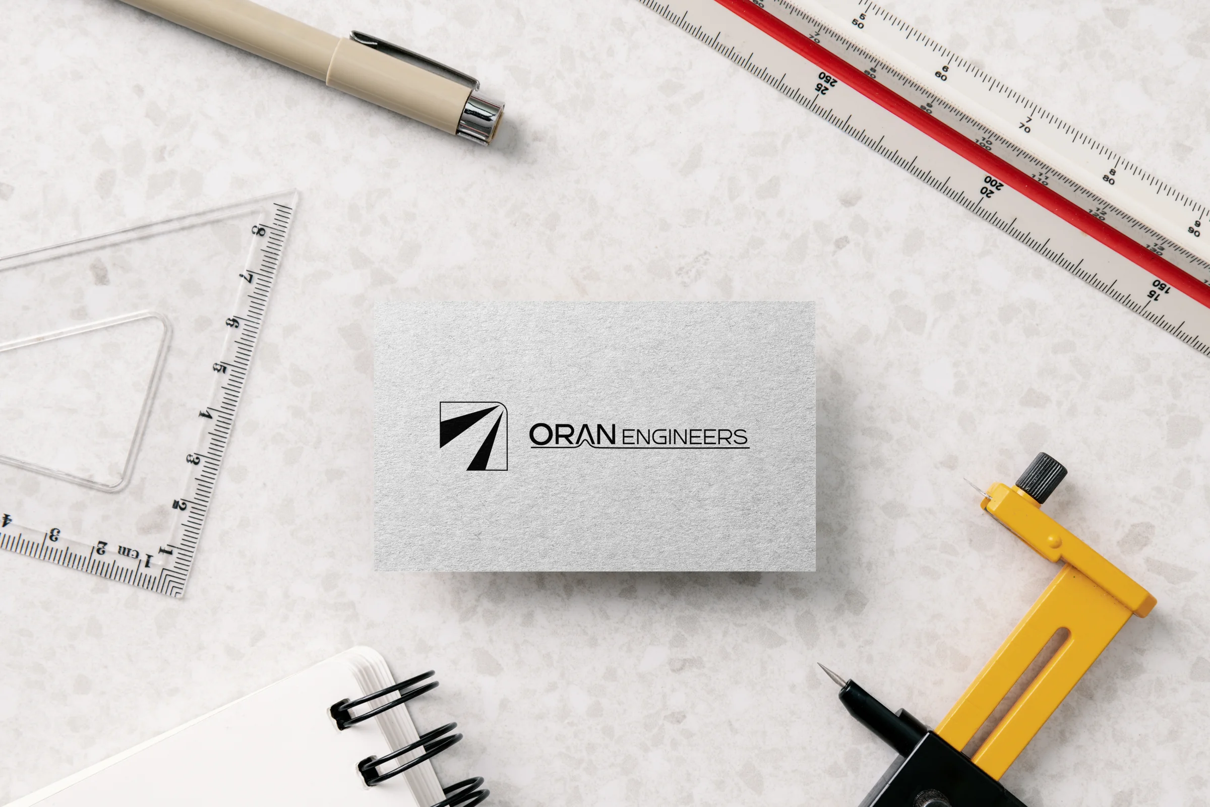 Oran Engineers, engineering business card mockup