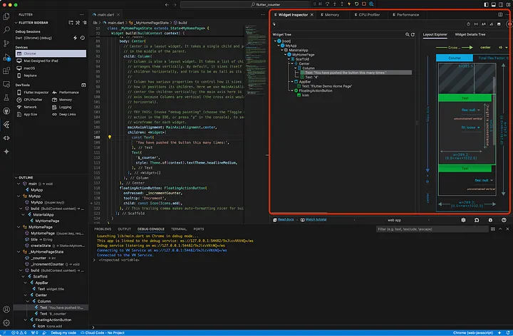 DevTools screens open inside a VS Code window