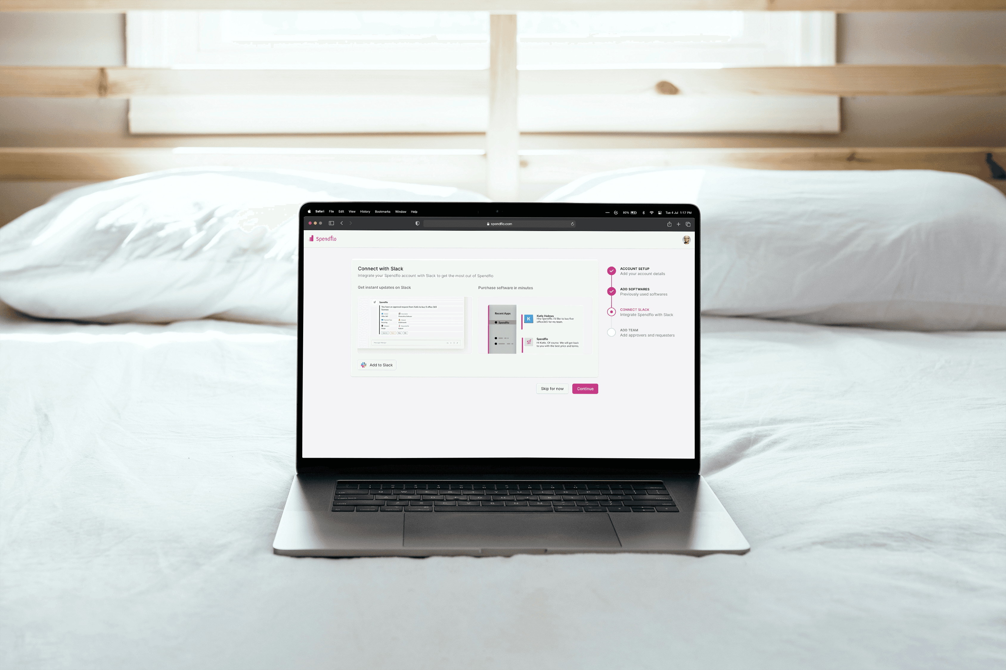 Slack integration screen from Spendflo