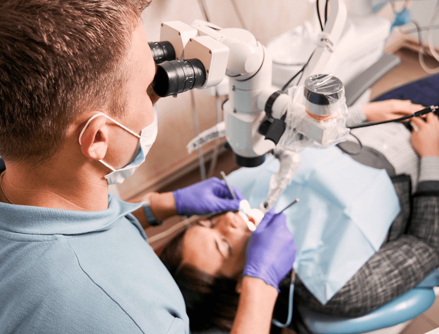 Microscopic view of dental surgery