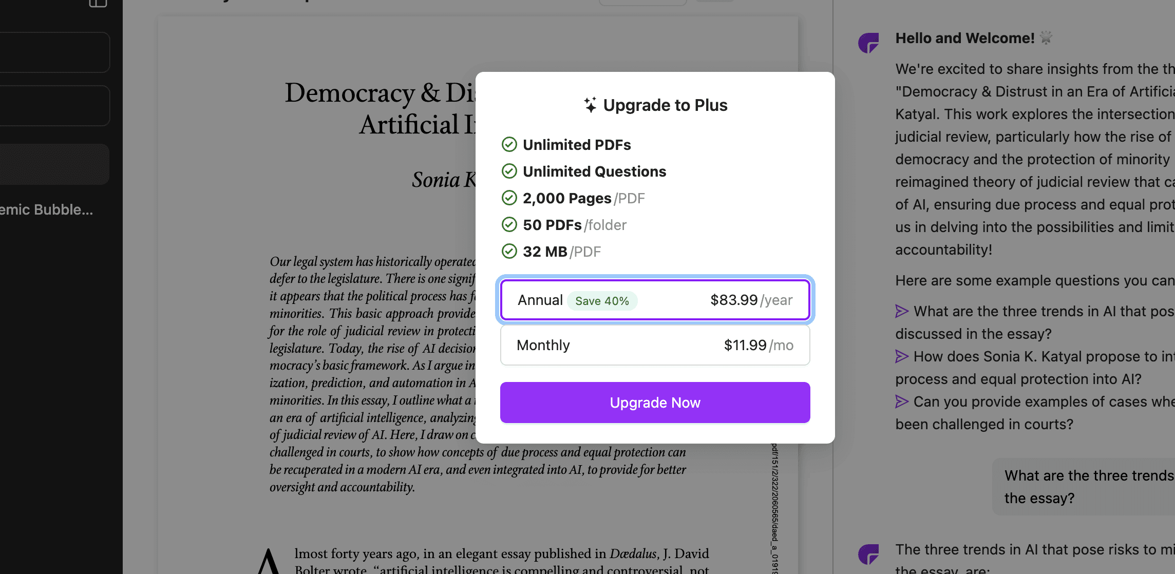 ChatPDF Pricing