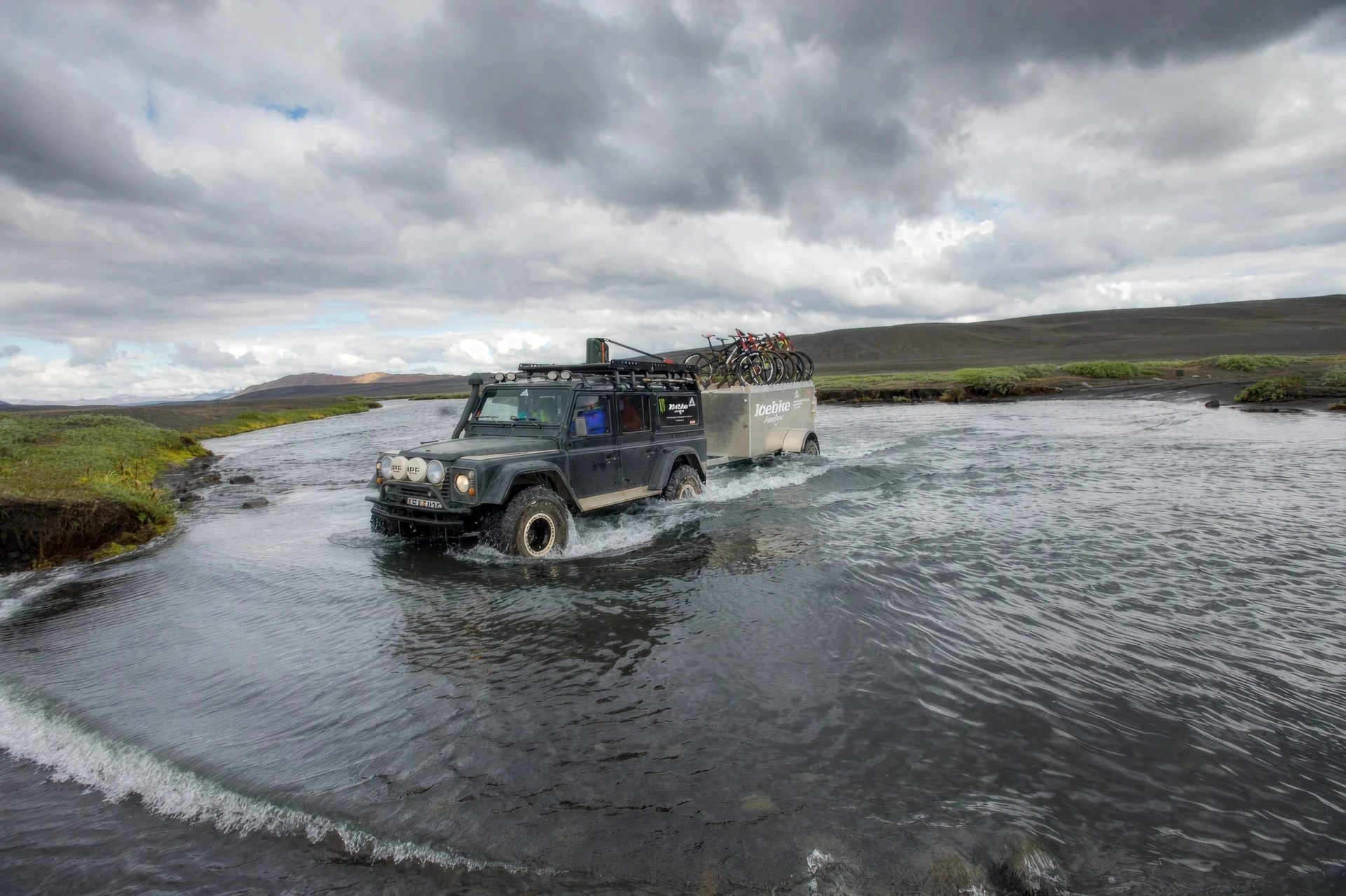 Icebike jeep in water