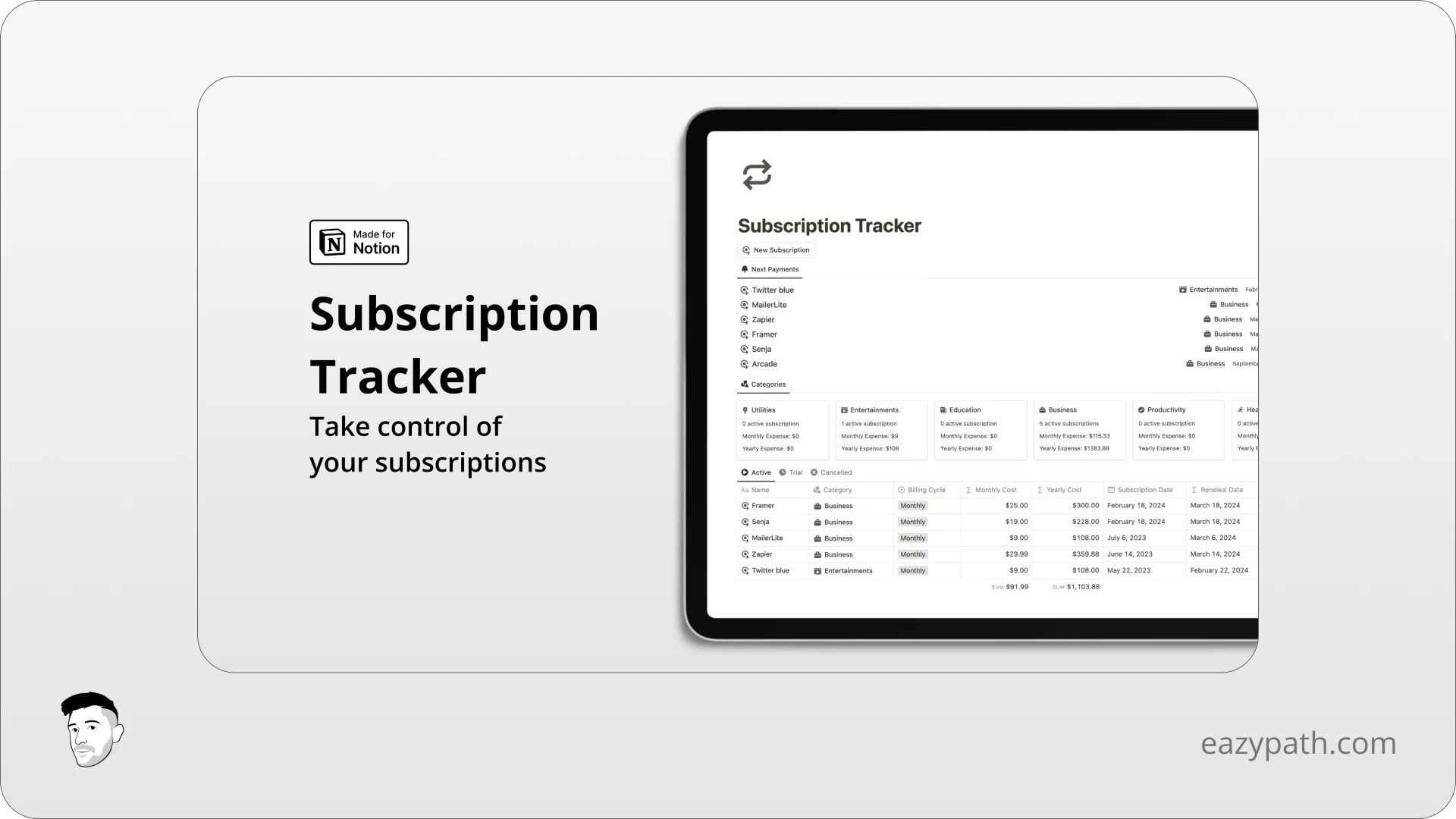 Finance Notion Templates - Eazypath