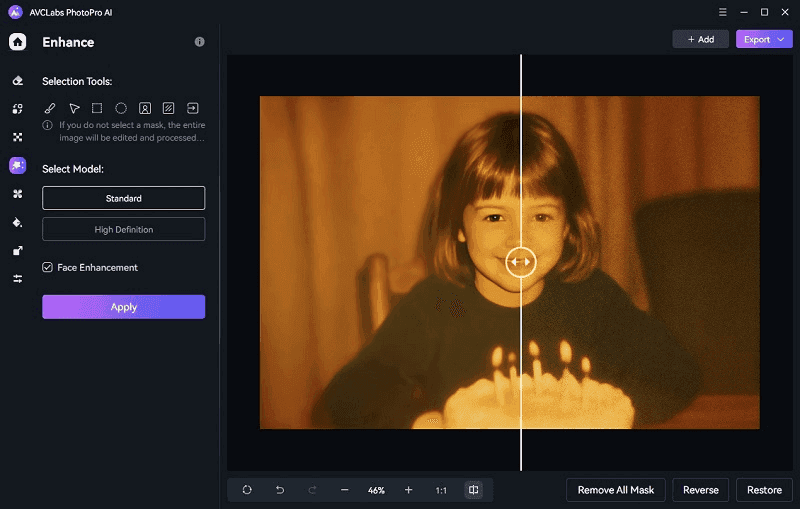 AVCLabs PhotoPro AI image restoration result comparison